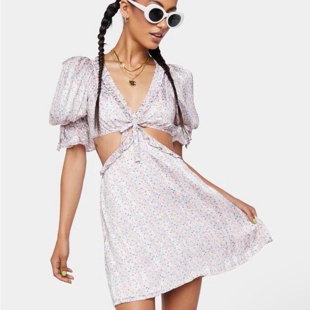 NWT For Love & Lemons Phoebe Puff Mini Dress Size Large